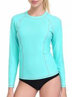 ATTRACO Women's Rash Guard XL Haze Blue UPF50+ Long Sleeve Swim Shirt Top