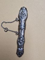 Vintage Silver Needle Case With Chain - Marked 925