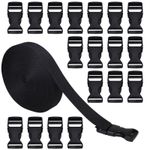 RETON 20mm Wide 10 Yards Black Nylon Webbing Strap + 20 PCS One Size, 