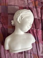 White Plaster Or Ceramic Bust Statue of Elegant Woman Sculpture Home Decor Art
