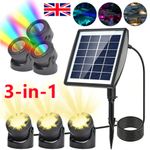 Solar Powered Pond Lights 3 IN 1 RGB LED Submersible Fountain Underwater Lights