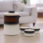 Travel Ceramic Teapot Set with Infuser 3 Cups & Travel Case 350ml Tea Gift