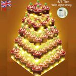 LED Clear Acrylic Cupcake Stand Display Wedding & Party 4-5 Tier Cup Cake Holder