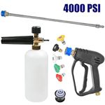 4000PSI Pressure Washer Gun 1L Snow Foam Lance Bottle 5 Nozzle 1/4" For Karcher
