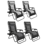 2Pcs Extra Wide Zero Gravity Chairs Luxury XXL Heavy Duty Padded Sun Lounger