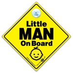 Little Man On Board Car Sign, Suction Cup Baby On Board Sign, Child On Board