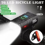 Mountain Bike Lights USB Rechargeable Bicycle LED Torch Front Rear Lamp Set