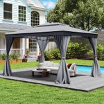 296x397cm Double Roof Patio Canopy Large Outdoor Gazebo Gray