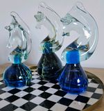 Vintage glass Seahorse paperweights x3 Mdina Art  glass figurines #803-805