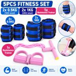 5PCS Ankle Wrist Weights 1KG 2x0.5KG 2KG 2x1KG Resistance Trainer Fitness