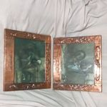 Pair of Arts And Crafts Scotish copper repouse Framed prints  H J Robson R.S.W 