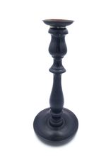 Vintage Candle Stick 1920s? Black Ebony Oak? 26cm Metal Top