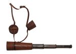 17" Inch  Vintage style Maritime Brass Red Leather Telescope Nautical