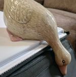 Vtg 80s 90s Ceramic Duck Shelf Sitter Figurine Farmhouse Country Cottage Pink 