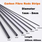 Carbon Fibre Rods Diameter 1 1.5 2 2.5 3 4 5 6 8 mm Strips Lengths 200mm 400mm