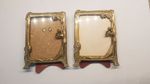 Pair Small Brass Picture Frames  10cm x 7cm Vintage Art Nouveau Lady