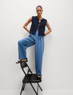 Marks & Spencer Womens Barrel Trousers in Blue - M&S