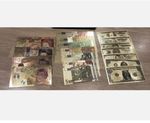 3 Full sets of gold foil bank notes 