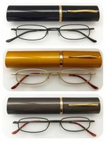 Metal Frame Slim Reading Glasses/Spring Hinges  Pen Tube Case UK