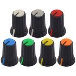 Plastic Black Body Control Knob Flared Base & Coloured Cap - 6mm D270 Hole