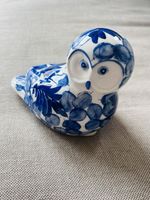 Vintage Blue And White Hand Painted Porcelain Owl