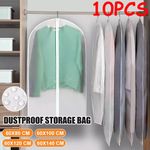 10 Pack Large Hanging Suit Bags Dress Coat Jacket Clothes Cover Dust Protector.