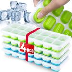 Ice Cube Tray with Lid 4 Pack Durable Stackable Ice Cube Trays for Freezer with