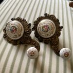 Victorian pair rare   Ornate Brass & Porcelain Servant Bell Handle 