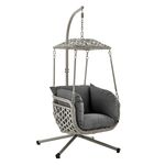 Garden Hanging Egg Swing Chair Rattan Effect Relaxing Patio Hammock w/ Cushions