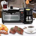 3-In-1 Breakfast Machine Portable Breakfast Maker with Non-Stick Griddle Coffee
