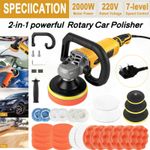 2000W Rotary 7" Car Polisher Kit Orbital Polishing Machine Wax Pads