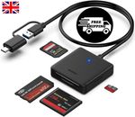Memory Card Reader, 4in1 USB 3.0, USB-C to SD Micro SD MS CF Card Reader Adapter