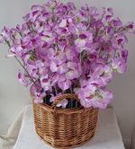 Artificial Purple Sweet Pea Faux Silk Flower Bundle in Basket Arrangement