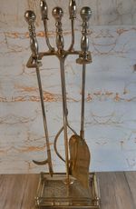 Antique Regency Style Fireside   Brass Companion Set,poker,tongs,shovel,stand,