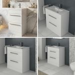 Bathroom Vanity Unit Floor Standing with Slim-Edge Basin and Drawer & Flap White