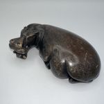 Vintage 1960's Rare Hand Carved Brown Soapstone Hippopotamus House Hippo