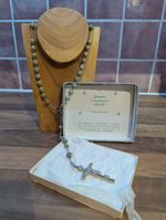 Vintage Connemara Marble Rosary Irish Stone. Green Marble With Crucifix