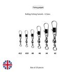 20x Rolling Fishing Swivels with Snap Clips Fishing Tackle Size 2 4 6 8 10 12 UK