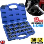 Crow Foot Spanner Set 8-32mm Crow's Feet Wrench Open End 19pc 3/8" 1/2" Drive