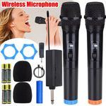 2 Pack Wireless Microphone Rechargeable Cordless Handheld Mic Receiver