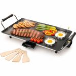 LIVIVO Electric Teppanyaki Grill Large 2000W Non Stick Griddle with Spatulas Tra