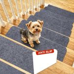 15 PCS Non Slip Stair Treads Carpet Mats Self-Adhesive Backing Grey 20 x 76 cm