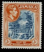 JAMAICA SG132ba 1950 5/= BLUE & ORANGE p13 MNH
