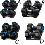 2X Adjustable Dumbbell 12/24/40 kg Home Gym Equipment Workout Smart Exercise New