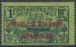 New Hebrides 1910 SGF10 1f blue/green NOUVELLE HEBRIDES CONDOMINIUM ovpt MH