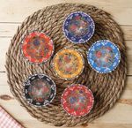🥣 Set of 6 Turkish Handmade Ceramic Bowls – Colourful Patterned Design,Persian 