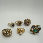 Vtg Cocktail Rhinestone Faux Pearl Fashion Ring Lot of 6 READ Repair