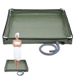 Foldable Shower Base Portable Temporary Shower Stall with Drain Base Outdoor