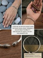 Genuine 925 Silver Naga Bangle Adi-Shakti Kada Ethnic Tribal Adjustable Cuff