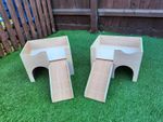 (UPDATED DESIGN) PAIR OF  CAGE SIZE  GUINEA PIG CASTLES /SHELTERS 